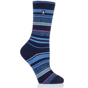 Heat Holders® Women's Stripe ULTRA LITE™ Socks | Thermal Yarn | Lightweight Winter Socks Tight Fit Shoes | Warm + Soft, Hiking, Cabin, Cozy at Home Socks | 3X Warmer Than Cotton - 1 of 4