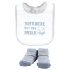 Hudson Baby Cotton Bib and Sock Set, Powered By Milk, One Size - 4 of 4