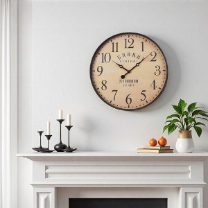 FONTOI Wall Clocks Living Room Modern Round Hanging Clock Aged Timepiece Vintage Wall Decor for Bedroom, Office, Brown, 20"*20"*1.75" - 1 of 4