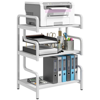 HOMCOM 3-Tier Storage Shelf, Metal Shelves for Storage for Home Office, Living Room, Industrial Printer Table