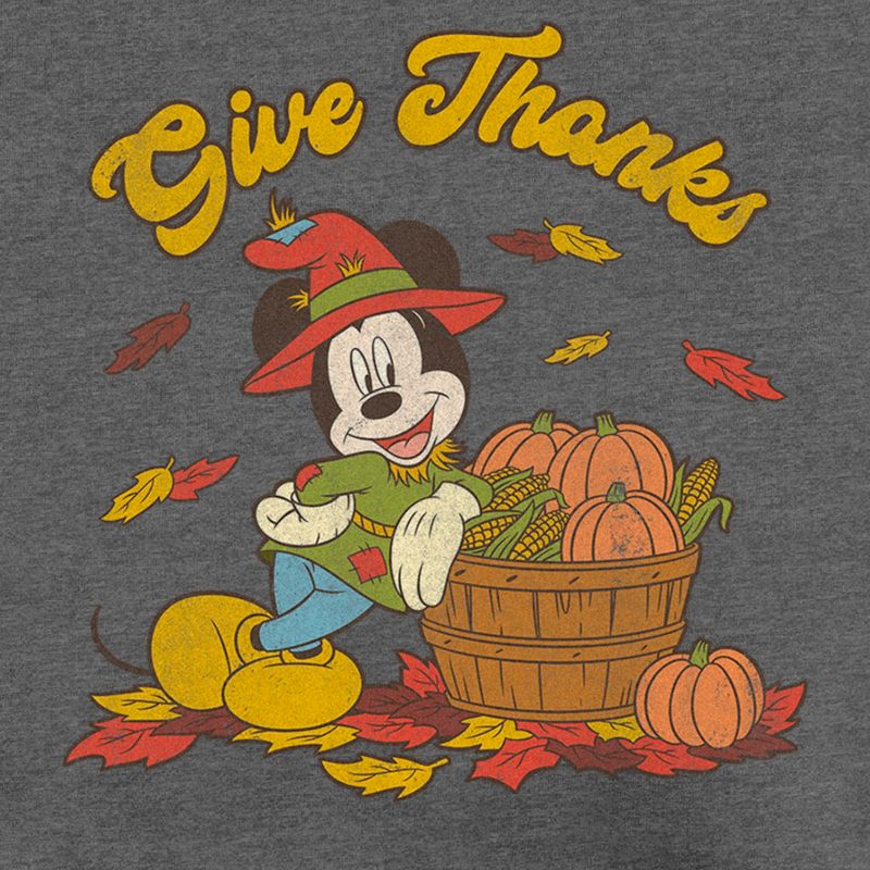 Men's Mickey & Friends Give Thanks Scarecrow Mickey Sweatshirt, 2 of 5