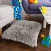 Oversized Floor or Throw Pillow Square Luxury Plush- Shag Faux Fur Glam Decor Cushion for Bedroom Living Room or Dorm by Hastings Home (Grey) - 4 of 4