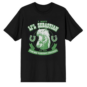 Parks & Recreation I Met Lil Sebastian at the Pawnee Harvest Festival on Black Short Sleeve Adult T-Shirt - 1 of 3