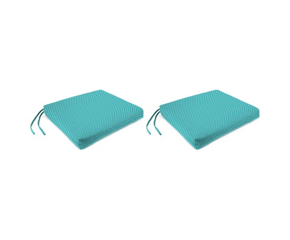 Outdoor Set Of 2 French Edge Seat Cushions In Mini Dots Ocean  - Jordan Manufacturing