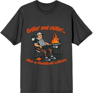 Grillin' and Chillin' Like A Football Villain Adult Crew Neck Short Sleeve Tee - 1 of 2