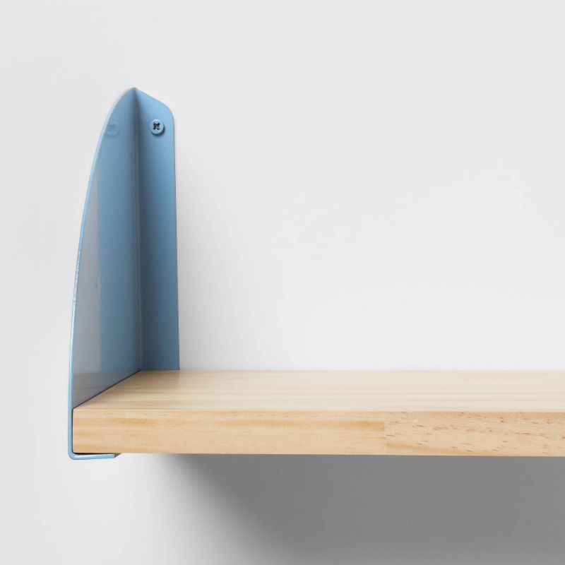 Wood Kids&#39; Shelf with Metal Brackets Blue - Pillowfort&#8482;, 5 of 6