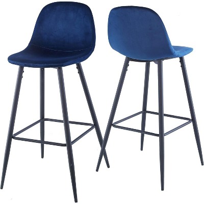 Hybition Bar Height Bar Stool with Back Stools ,Metal Legs and Footrest, Modern Upholstered Velvet Counter bar Chairs,Industrial Pub Chairs,Set of 2