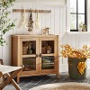 Grooved Wood with Glass 2-Door Cabinet - Natural - Hearth & Hand™ with Magnolia - 2 of 4