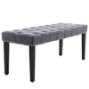 Velvet Upholstered Tufted Bench W/Rubber Wooden Legs, Velvet Cushion, 45.28" L Accent Footrest Stool For Living Room, Entryway, Dining Room, Bedroom - 2 of 4