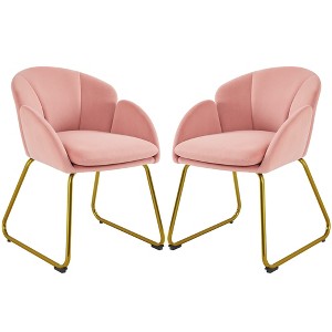 Yaheetech Set of 2 Flower Shape Velvet Armchair for Living Room, Bedroom, Pink - 1 of 4