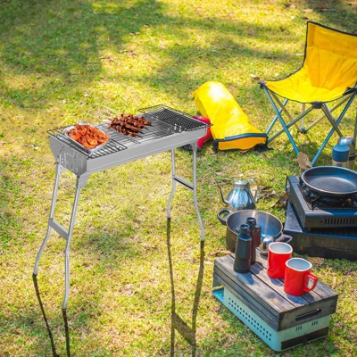 SEVOBAL Outdoor Grills, Griddles and Smokers Home and Outdoor Barbecue Grill, Ideal for Garden Parties and Campsites Enjoy, Silver, 28.74"*13"*7.28"