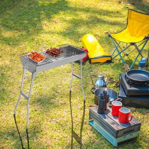 SEVOBAL Outdoor Grills, Griddles and Smokers Home and Outdoor Barbecue Grill, Ideal for Garden Parties and Campsites Enjoy, Silver, 28.74"*13"*7.28" - 1 of 4