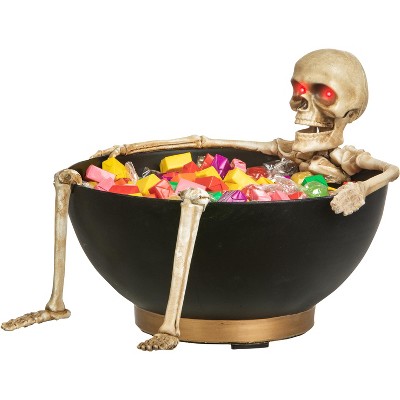 Gemmy Animated Candy Bowl Sound/Sensor Laughing Skeleton w/Moving Jaw, Multicolored