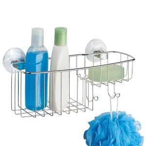 iDESIGN Pl Reo Combo Basket Silver: Stainless Steel Suction Shower Shelf, Bath Organizer, Storage Accessory - 1 of 4