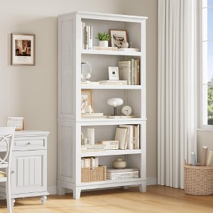 Garvee 71" Farmhouse Bookcase w/ Adjustable Shelves, 5 Tier Tall Bookshelf with Wooden Legs, Rustic Vintage Bookcase for Living Room Office - 1 of 4