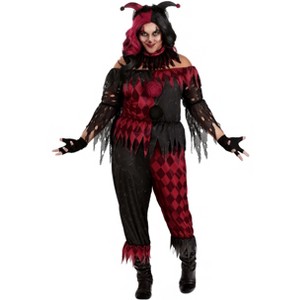 HalloweenCostumes.com Plus Size Jinxed Jester Clown Women's Costume | Jester Costumes - 1 of 4