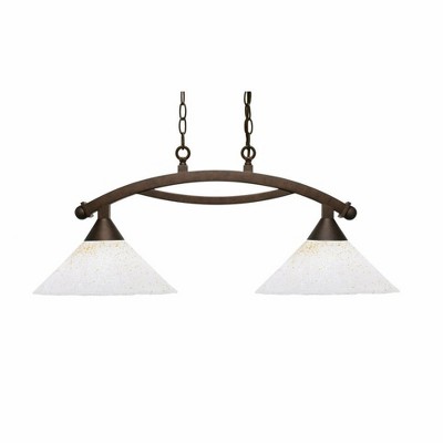 Toltec Lighting Bow 2 - Light Island Pendant Light in  Bronze with 12" Gold Ice Shade