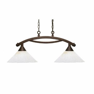 Toltec Lighting Bow 2 - Light Island Pendant Light in  Bronze with 12" Gold Ice Shade - 1 of 1