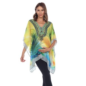 Maternity Plus Size Short Caftan with Tie-up Neckline - White Mark - 1 of 4