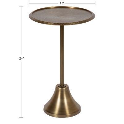 Sanzo Gold Round Hammered Metal Side Table