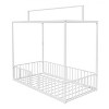Polibi 3-in-1 Convertible Montessori Metal Floor Bed with Fence Guardrails and Canopy Frame - 4 of 4