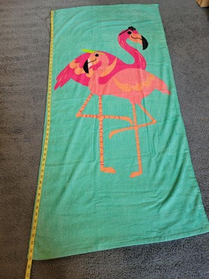 Sun Squad Beach Towel Scuba Flamingo Multi Stripe 32" x 62" 