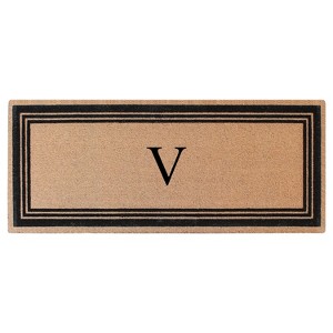 A1HC Natural Coir and PVC Backing Classic Border Flock Monogrammed Door Mat, Anti-Shed Entry Doormat - 1 of 4