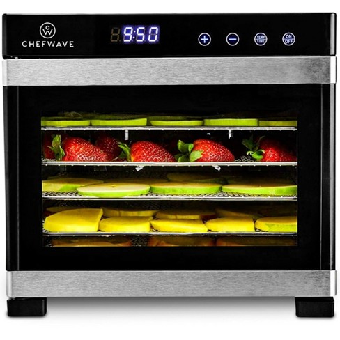 Ivation Powerful 6-Tray Food Dehydrator, Stainless Steel Shelves, Programmable, ETL Safety Listed, Black