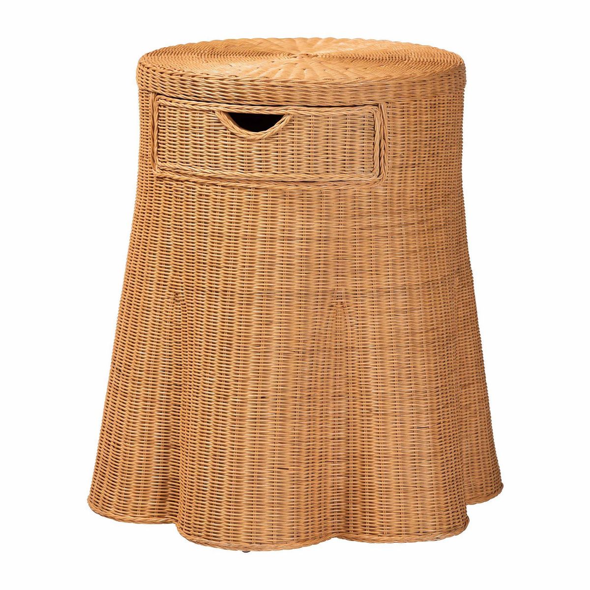 bali & pari Dayo Scalloped Natural Rattan Console Table with Drawer Light Honey - thumbnail 3