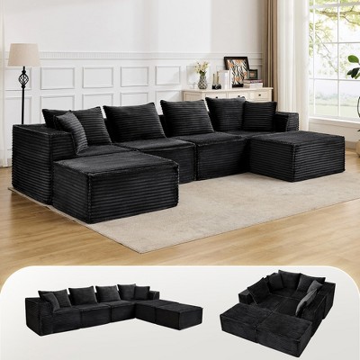 Modular Sectional Sofa,Modern Cloud Sectional Couch with Deep Seat, Boneless Couch with Chaise for Living Room Apartments Bedroom