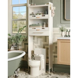 Dcolora 23.6'' W Over The Toilet Storage Cabinet, Stainless Steel Over The Toilet Shelf with Flip Doors & Drawers - 1 of 4
