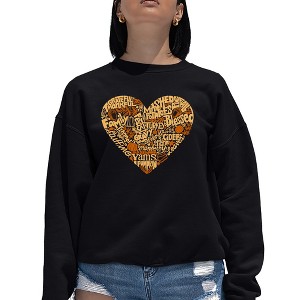 LA Pop Art Thanksgiving Heart - Women's Word Art Crewneck Sweatshirt - 1 of 4
