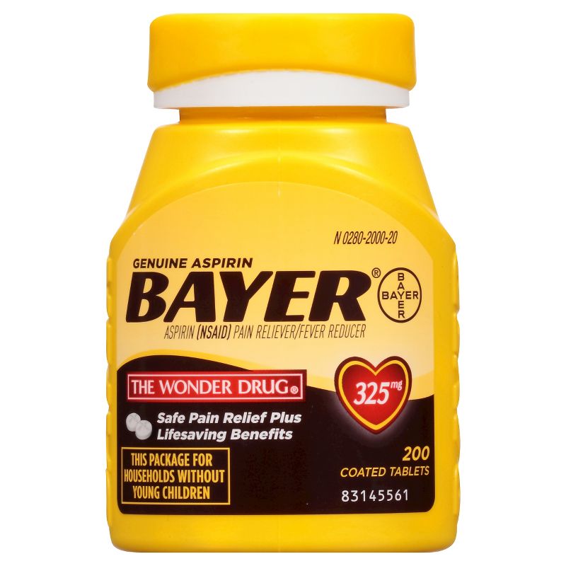Bayer Genuine Pain Reliever 325mg & Fever Reducer Tablets - Aspirin (NSAID), 1 of 6
