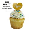 UC Davis Secondary Logo Heart Love Cupcake Picks Toppers Decoration Set of 6 - 3 of 4