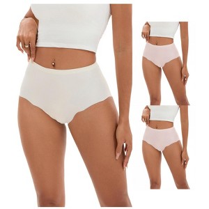 INSPIRE CHIC 3 Pcs Women's High-Waisted Full-Coverage Underwear Wave Trim No Trace Briefs - 1 of 4