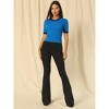 Hobemty Women's Crew Neck Contrast Color Short Sleeve Pullover Fitted Knit Top - 2 of 4