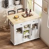 Nasitip Fold-able Kitchen Island Cart with Wheels, 2 Glass Doors, Spice Rack & Towel Holder,Compact Mobile Storage Cart - 2 of 4