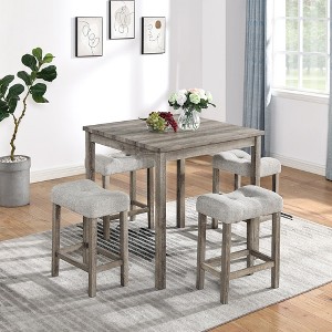 Spassway 5-Piece Counter Height Dining Set Bar Table with 4 Fabric Bar Stools Dining Table Set Pub Table Set for Small Rooms - 1 of 4
