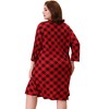 Agnes Orinda Women's Plus Size Comfortable Plaid V-Neck Lounge Nightgowns - 4 of 4