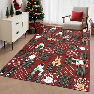 Modern Christmas Decorations Indoor Geometric Soft Non-Shedding Floor Mat Washable Low Pile - 1 of 4