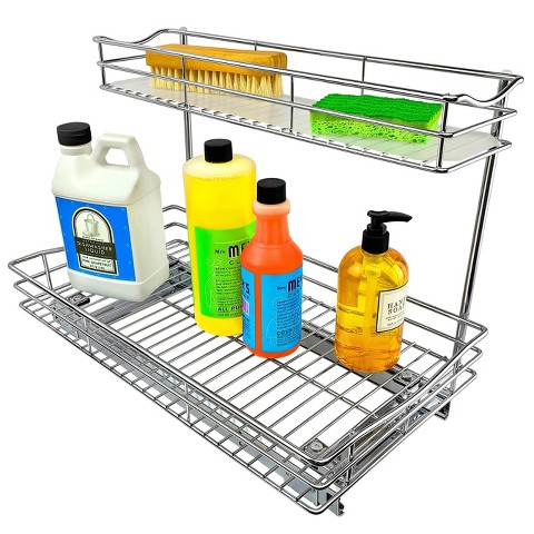 Lynk Professional 11.5" x 21" Slide Out Under Sink Cabinet Organizer - Pull Out Two Tier Sliding Shelf: Chrome-Plated Steel, Kitchen Storage