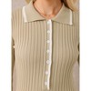 INSPIRE CHIC Women's Midi Knitted Ribbed Ruffled A-Line Sweater Polo Dresses - 4 of 4