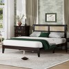 DYHOME Queen Upholstered Bed Frame with Rattan Headboard and Support Feet, Wood Frame Queen Size Platform Bed, No Box Spring Needed - 3 of 4