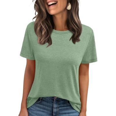 Women's Summer Tops 2025 Short Sleeve T-Shirts Basic Casual Round Neck Blouse Lightweight Breathable Beach Vacation Shirts
