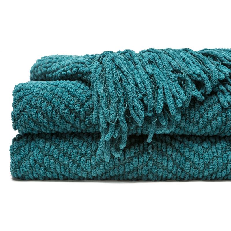 Chanasya Textured Knit Throw Blanket with Tassels, 5 of 10