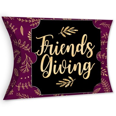 Big Dot of Happiness Elegant Thankful for Friends - Favor Gift Boxes - Friendsgiving Thanksgiving Party Large Pillow Boxes - Set of 12