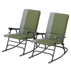 Aghana Digitals 2-Pack Folding Outdoor Rocking Chairs with 400 lbs Capacity, Wide Seat, Padded High - 1 of 4