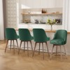 Bekrvio 26" Swivel Bar Stools Set 1/2/3/4 with Solid Wood Legs, 3.15" Linen Upholstered Seat with Back, Mid-Century Bar Chairs for Kitchen Island - 2 of 4