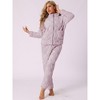 cheibear Women's Flannel Long Sleeve Soft Winter Warm Rabbit Pattern Pajama Sets with Pockets - 2 of 4