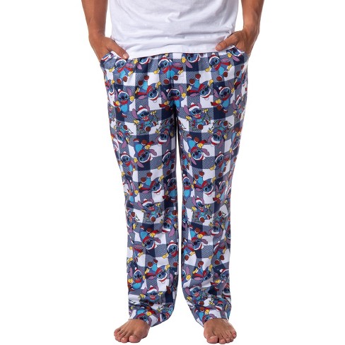 Disney Mens' Christmas Santa Lilo & Stitch Film Movie Sleep Pajama Pants  Blue : Target